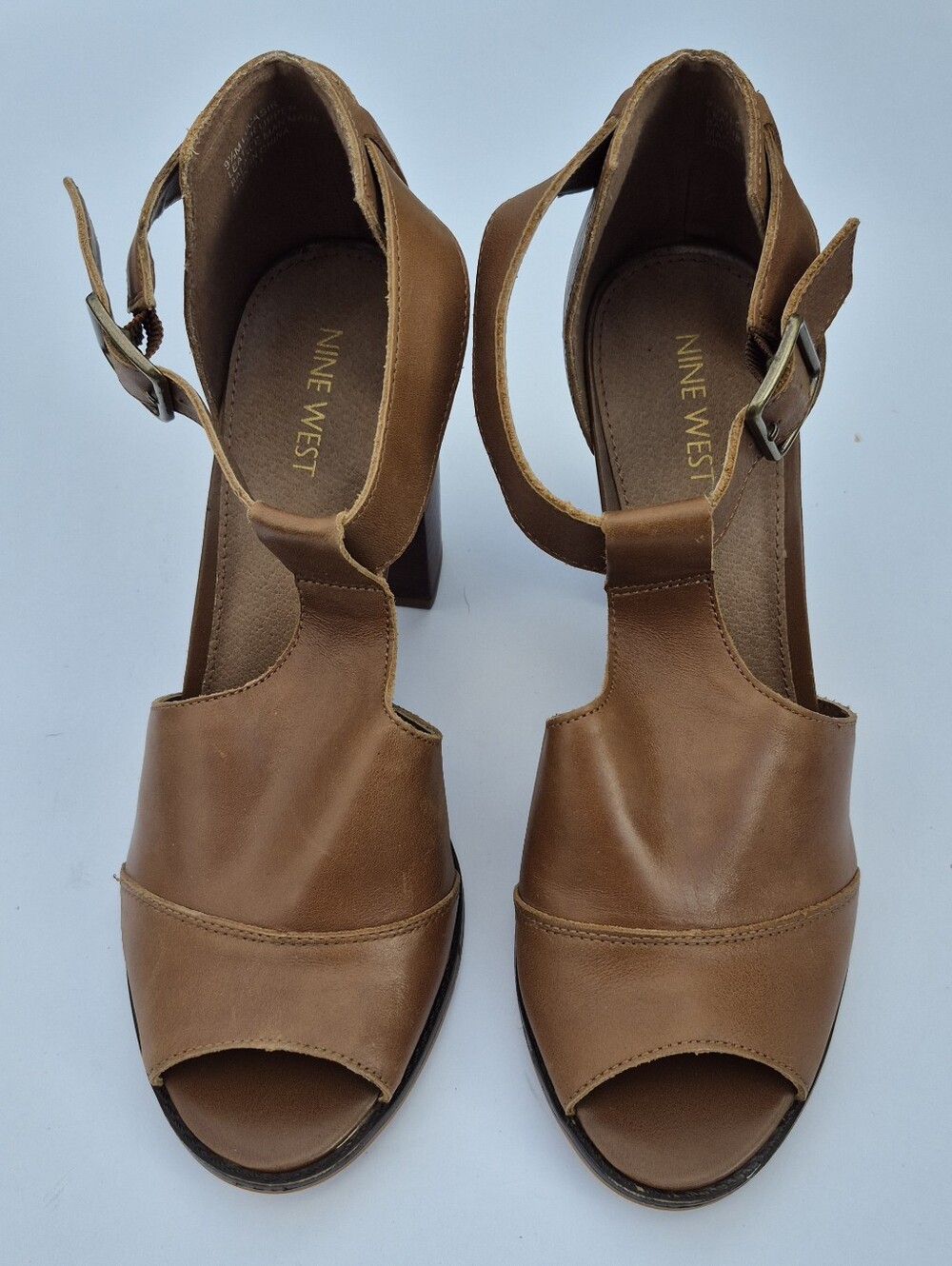 Boho 70s Vibe Leather Sandals High 4" Stacked Heels 9.5M